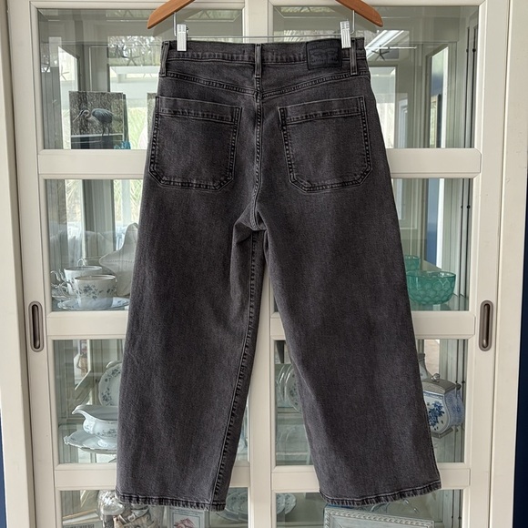 Levi's Mile High Cropped Wide Leg Exposed Button Fly Jeans Faded Black Size 30 - Picture 9 of 12